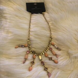 chunky gold chain with pink stones